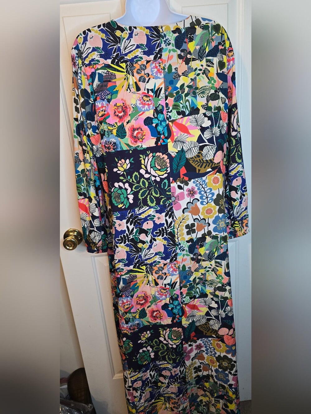 Johnny Was Layla Puff Sleeve Swim Cover-Up Maxi Dress Boho Chic Sz S - Picture 7 of 8